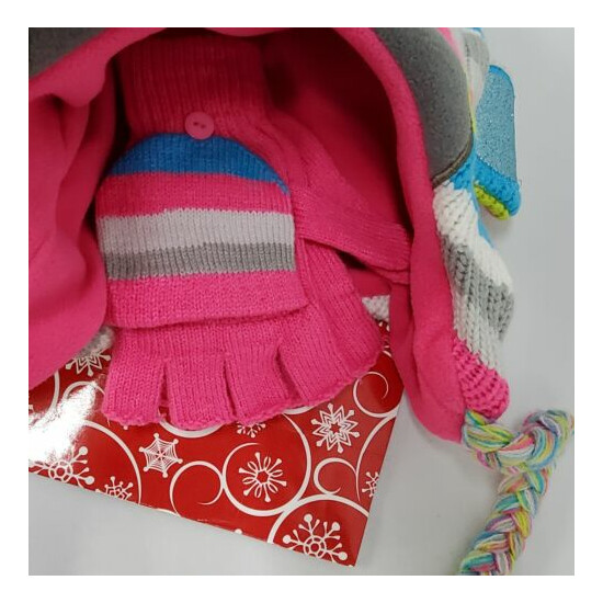 JOE BOXER Winter Hat Gloves Set NEW One Size Fits Most w/Gift Bag Glitter Pink image {2}