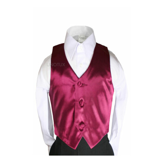23 Color Pick Satin Vest Only Baby Boys Toddler Teen for Formal Tuxedo Suits S-7 image {4}