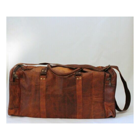 Leather Duffle Travel Bag Men Gym Luggage Genuine Overnight Mens Vintage Duffel image {3}