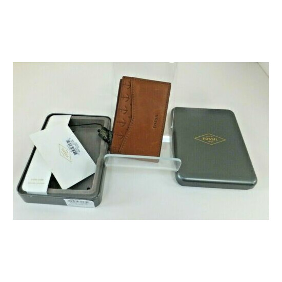 New With Tag Fossil Men Card Case Saddle Wallet  image {2}