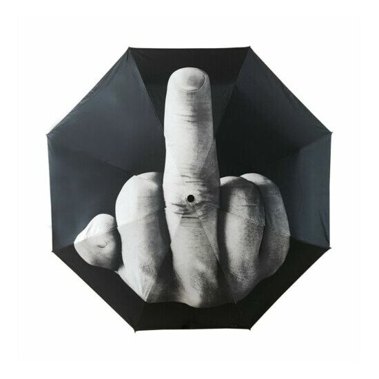 Funny Folding Middle Finger Umbrella Creative Gift Waterproof & Windproof Sturdy image {1}
