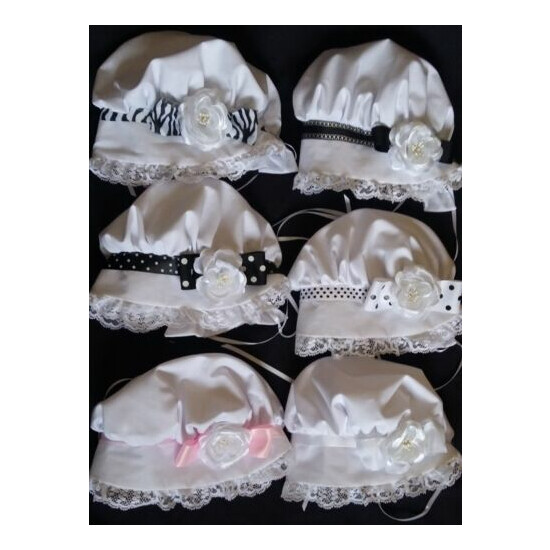Baby Toddler Girls Prairie Style White Rose Bonnet /Sun Hat 3-12M 1-3 years image {3}