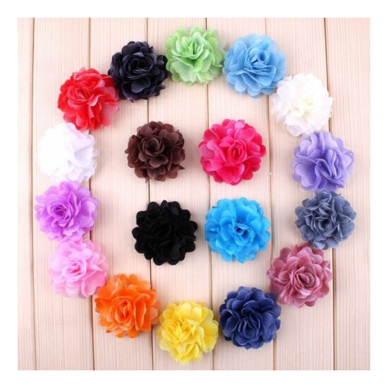50pcs 2.1" Artificial Chic Shaped Rose Fabric Hair Flower For Headbands image {1}