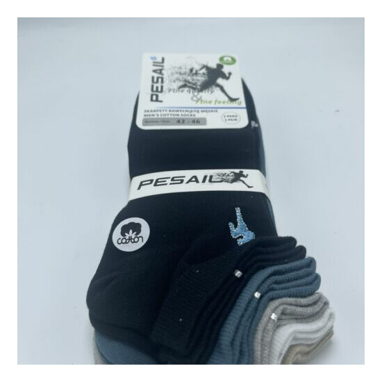 5 Pack of Pesail Cotton Multicolored Running Ankle Socks Mens size 42-46 image {2}