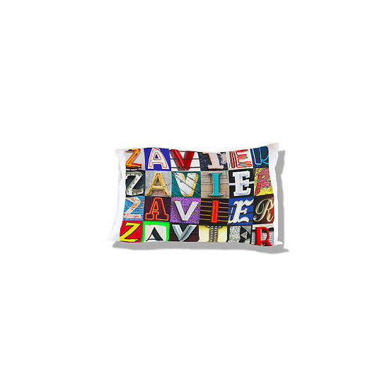 Personalized Pillowcase featuring ZAVIER in photos of actual sign letters image {1}