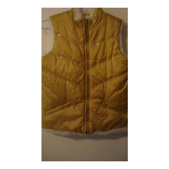 Gold Reversible Vest Girl Size 10/12 Warm Puffy & Pretty The Children's Place image {1}