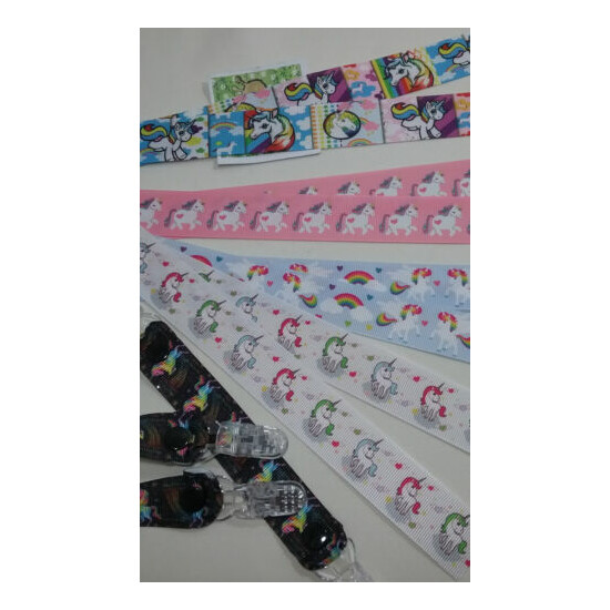 MITTEN CLIPS x 1pr unicorn ribbon girls boys kids glove holders savers gift idea image {2}