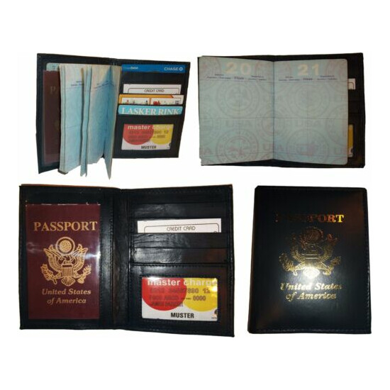 Lot of 4 New 4 credit cards + ID Lamb skin USA Leather passport case wallet BNWT image {1}