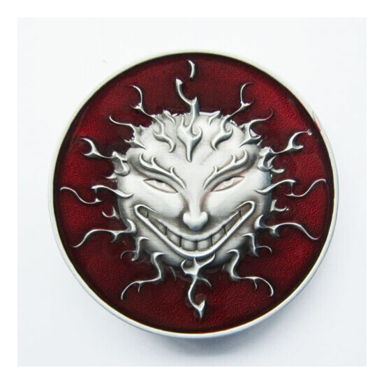 Devil Evil Face Red Enamel Metal Fashion Belt Buckle image {1}