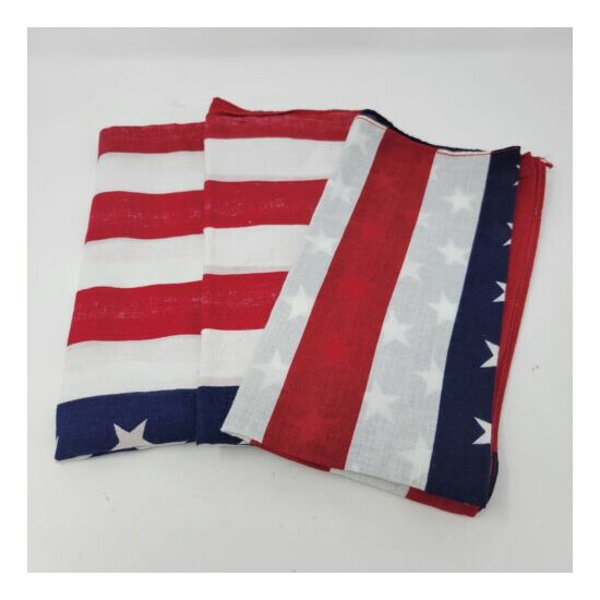 AMERICAN FLAG BANDANA - Paris Accessories Red White Blue Made In USA, 19.5x19.5 image {2}