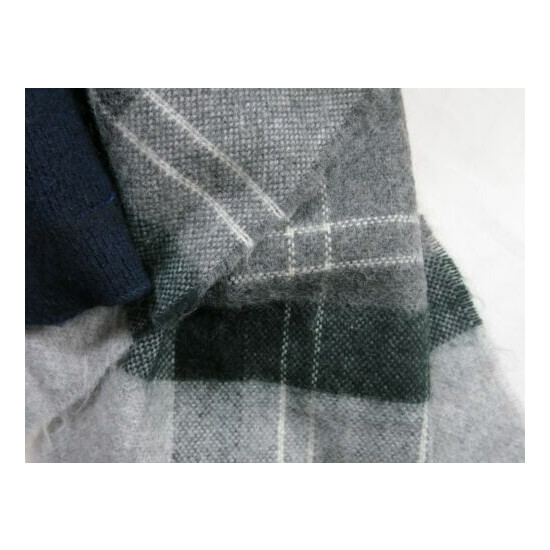 Vtg Acrylic Wool Scarves Solid Blue Black Gray White Plaid Set of 2 West Germany image {4}