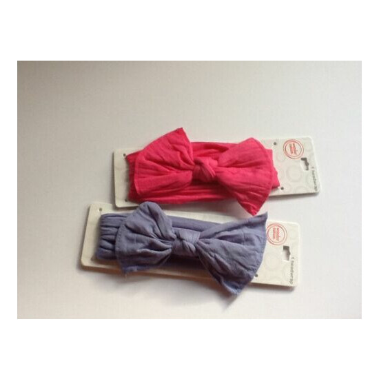 NEW! Baby Headbands Set of 2 Gray/Blue & Hot Pink Wonder Nation Stretch Bow Soft image {3}