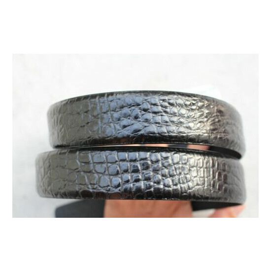 Luxury Black Real Alligator ,Crocodile Leather Skin MEN'S Belt - W 1.3 inch image {1}