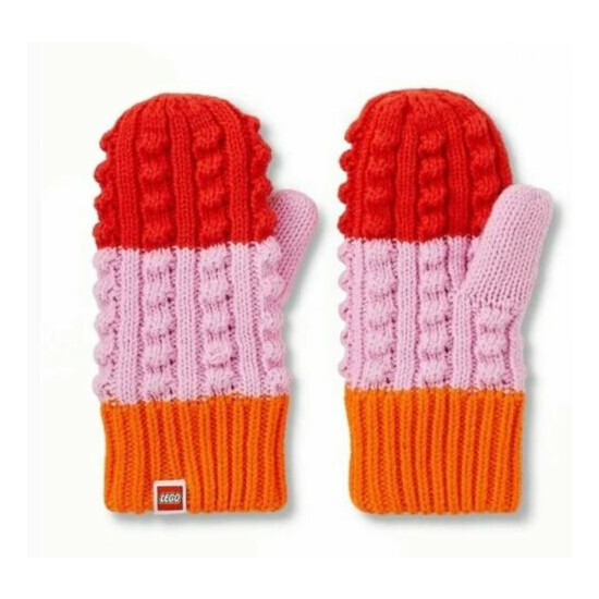 NWT Toddler Color Block Knit Mittens LEGO Collection x Target Red/Pink/Orange  image {2}