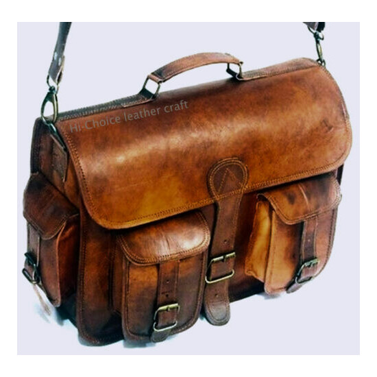 Men's Genuine Leather Handmade Attache Shoulder Satchel Laptop Messenger Bag image {1}