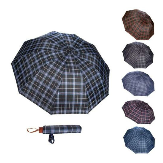 Hot Men Women Plaid Men's Travel WindProof Compact portable Folding UV Umbrella  image {1}