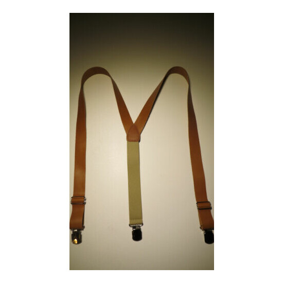 2" WIDE Y STYLE LEATHER Suspenders with 2 Pins and Nylon Teeth USA MADE image {1}