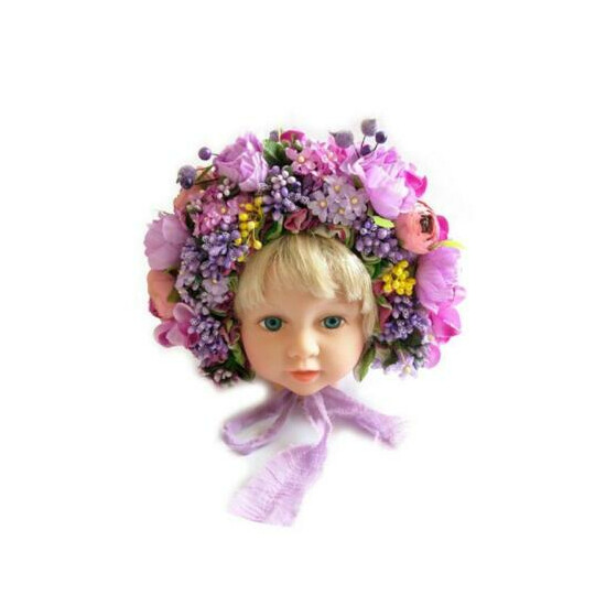 Flowers Florals Hat Newborn Baby Photography Props Handmade Colorful Bonnet Hat image {4}