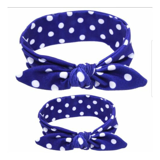 Mommy and Me Matching headbands (blue polka dots) image {1}
