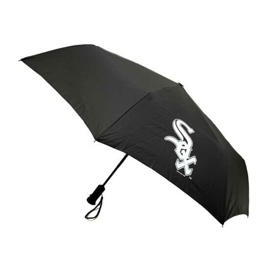 Storm Duds Chicago White Sox 42” Automatic Folding Umbrella W/Flashlight – Black image {1}