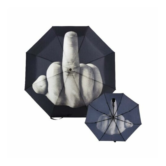 Funny Folding Middle Finger Umbrella Creative Gift Waterproof & Windproof Sturdy image {2}