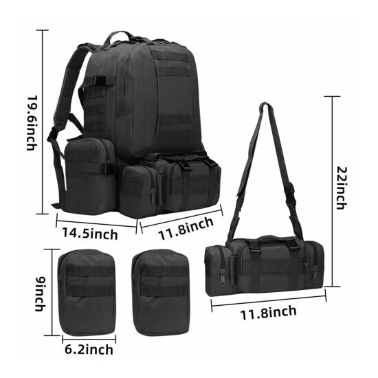 55L Military Tactical Molle Backpack Rucksack Daypack Outdoor Hiking Camping Bag image {6}