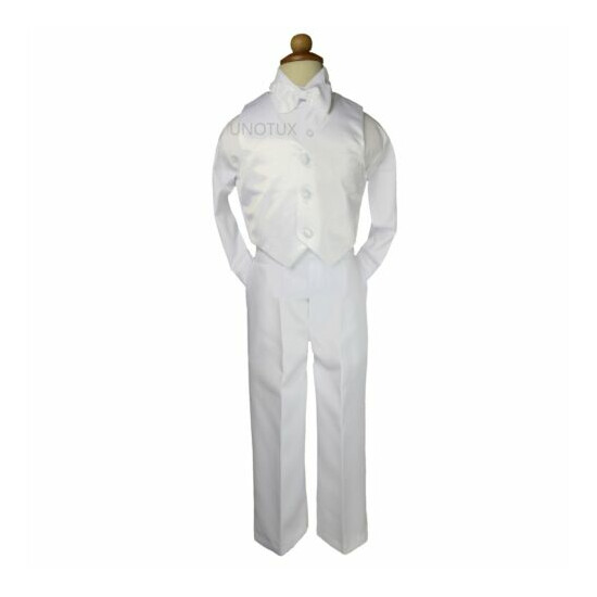 Infant Toddler Boy Wedding Formal Shawl Lapel Tuxedo White Suit S-XL,2T-4T,5-20 image {4}