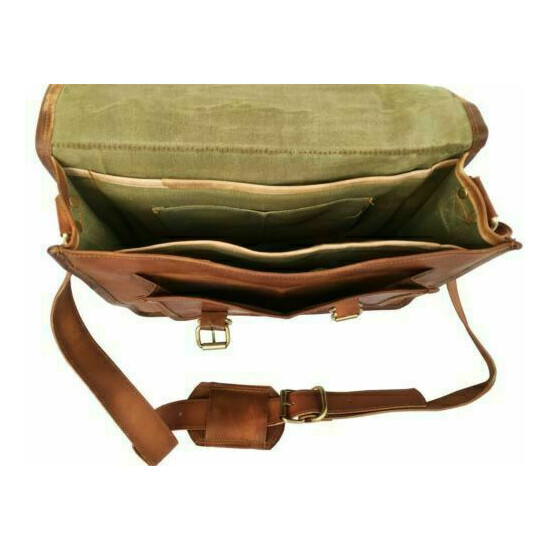 Men's Handmade Leather Vintage 18" Laptop Suitcase Bag Satchel Messenger Thumb {4}
