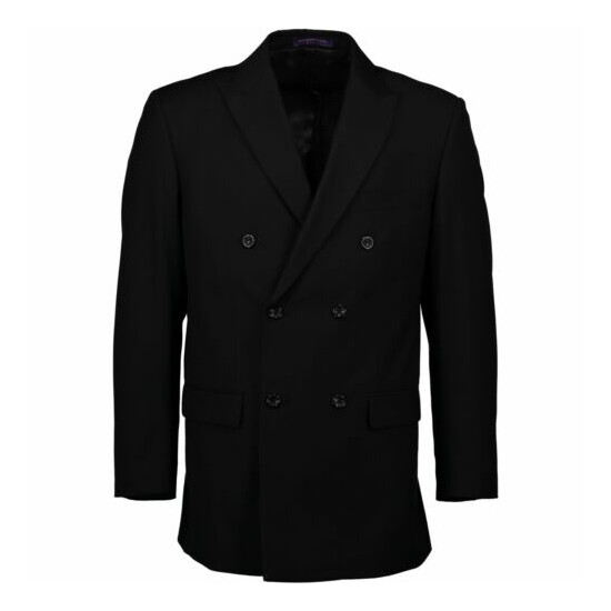 VINCI Men's Black Double Breasted 6 Button Classic Fit Suit NEW image {4}