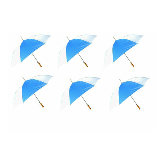 48 Inch Auto Open Blue / White Umbrella, 6 Pack image {1}