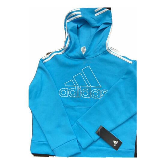 Adidas Big Girl Pull Over Hoodie-cyan Small (7/8). New With Tags image {2}