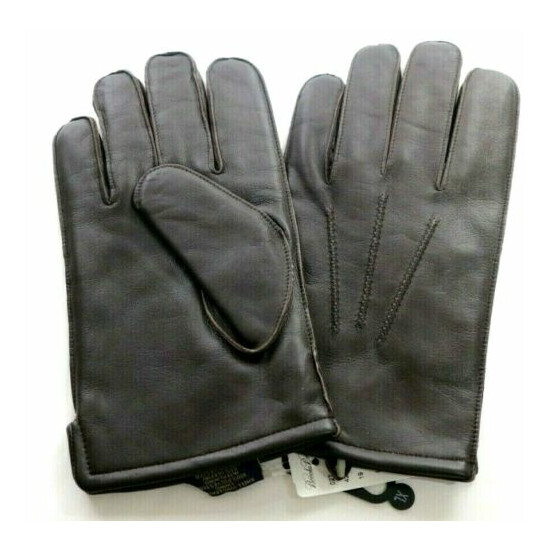 Brooks Brothers Men's Genuine Leather Thinsulate Lined Gloves Dark/Brown Tan NEW image {3}