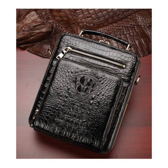 Handcrafted Crocodile Skin Leather 12" Men's Luxury Shoulder/Messenger Handbags image {3}