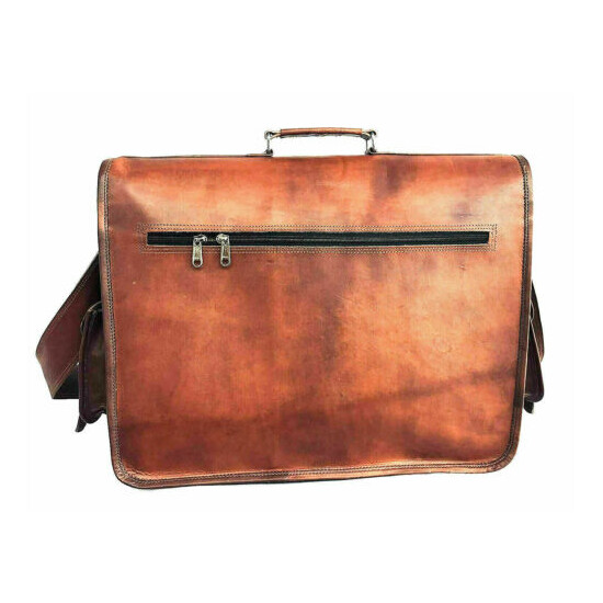 Laptop Satchel Messenger New Bag Men's Genuine Real Leather Handmade Shoulder  image {4}