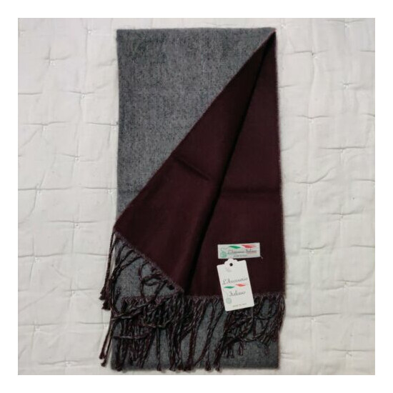 L'Accessorio Italiano Unisex Reversible Fringed Scarf Made in Italy 17"x 70" image {7}