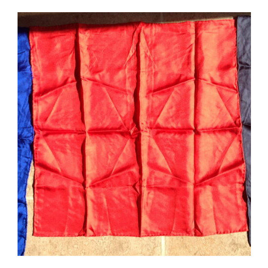 Vintage mens pocket squares silk basic blue red black hand rolled Dumont Ashear image {4}