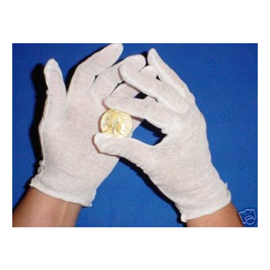 50 PAIR MENS OR WOMENS 100% COTTON WHITE COIN INSPECTION GLOVES JEWELRY LINER  image {2}