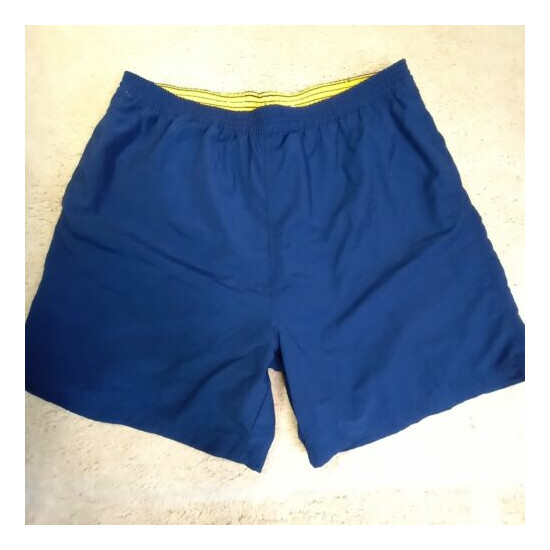 Sand N Sun Men's Sz XL 40-42 Blue With Yellow Swim Suit Trunks Drawstring Waist image {1}