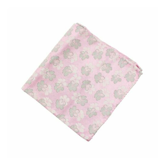 Condotti Pink Grey 100% Silk Floral Self-Tipped 7-Fold Tie + Pocket Square Set image {3}