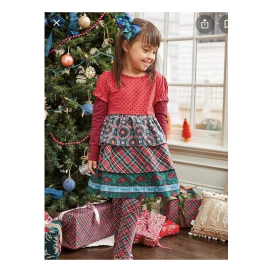 Matilda Jane Girls In The Present Red Plaid Leggings EUC Size 4 Christmas image {2}