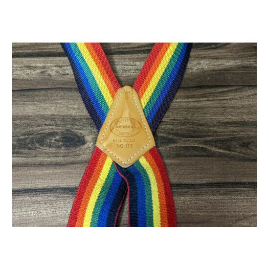 VTG McGuire Nicholas Rainbow Pride 2 Inch Wide Suspenders No. 113 Unisex LGBTQ  image {8}