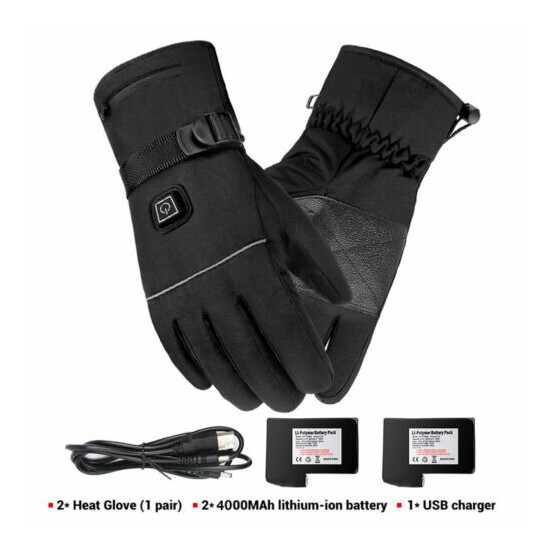 Winter Electric Heated Gloves Battery Powered Touchscreen Windproof Motorcycle image {1}