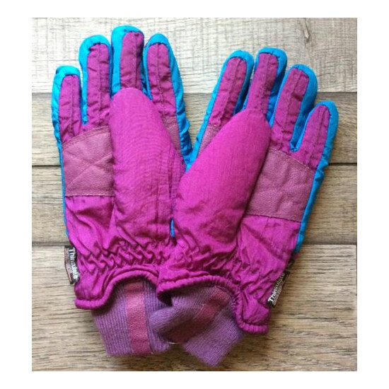 Vintage Aspen Retro Winter Gloves Thinsulate Size Medium Large 90s Teal Purple image {2}
