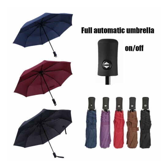 Automatic Umbrella Anti-UV Sun Rain Umbrella Windproof Teflon Folding Compact XL image {2}