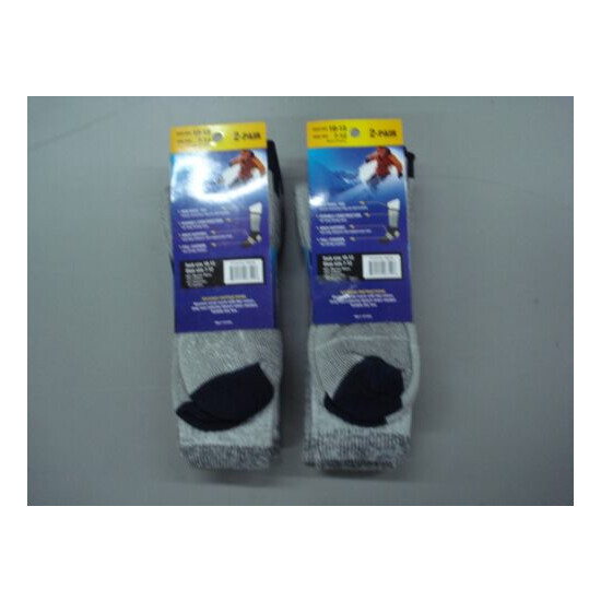 NWT Men's Wool Works 68% Merino Wool Socks 4 Pair Size 10-13 Grey/Navy #1012A image {2}