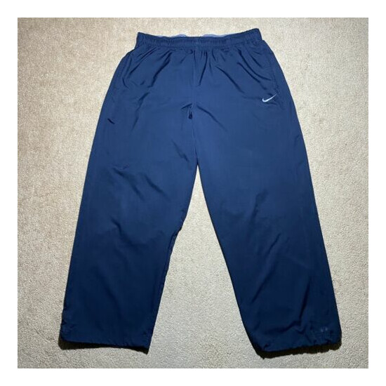 Nike Dri Fit Sweatpants Mens 2XL Blue Logo Athletic Pants Performance Polyester image {1}
