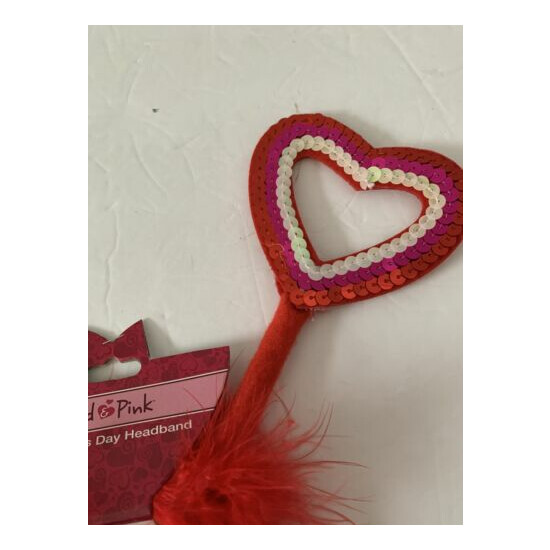 NWT Red Pink Sequin Heart Headband Valentines Love image {3}