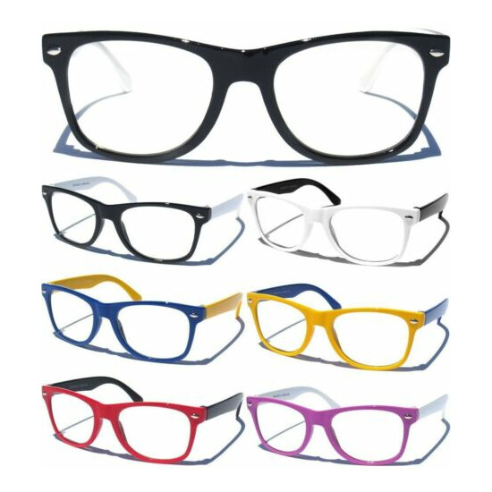 SMALL CHILD SIZE KIDS Clear Lens Glasses Classic Horn Rim Design Color Frame New image {1}