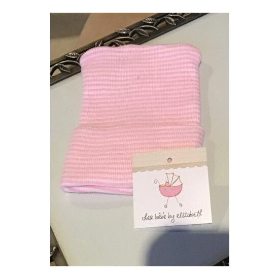 Pink bow jeweled hospital hat, shower gift, newborn, handmade image {6}