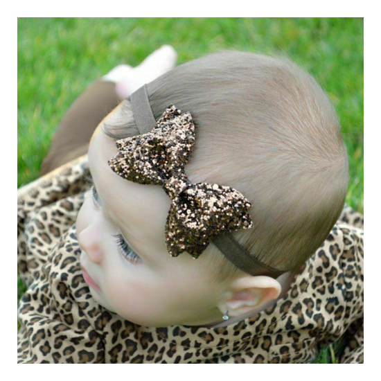 1pc Baby Bow Sparkling Headbands Elastic Multicolor Infant Hairband Baby Party H image {3}